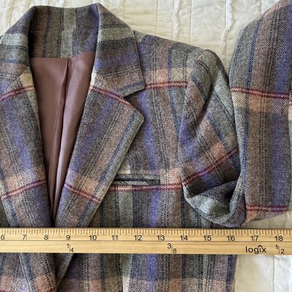 VTG Retro Prep Wool Plaid Blazer Womans 8 Preppy New England Old Money Mod - Picture 4 of 10